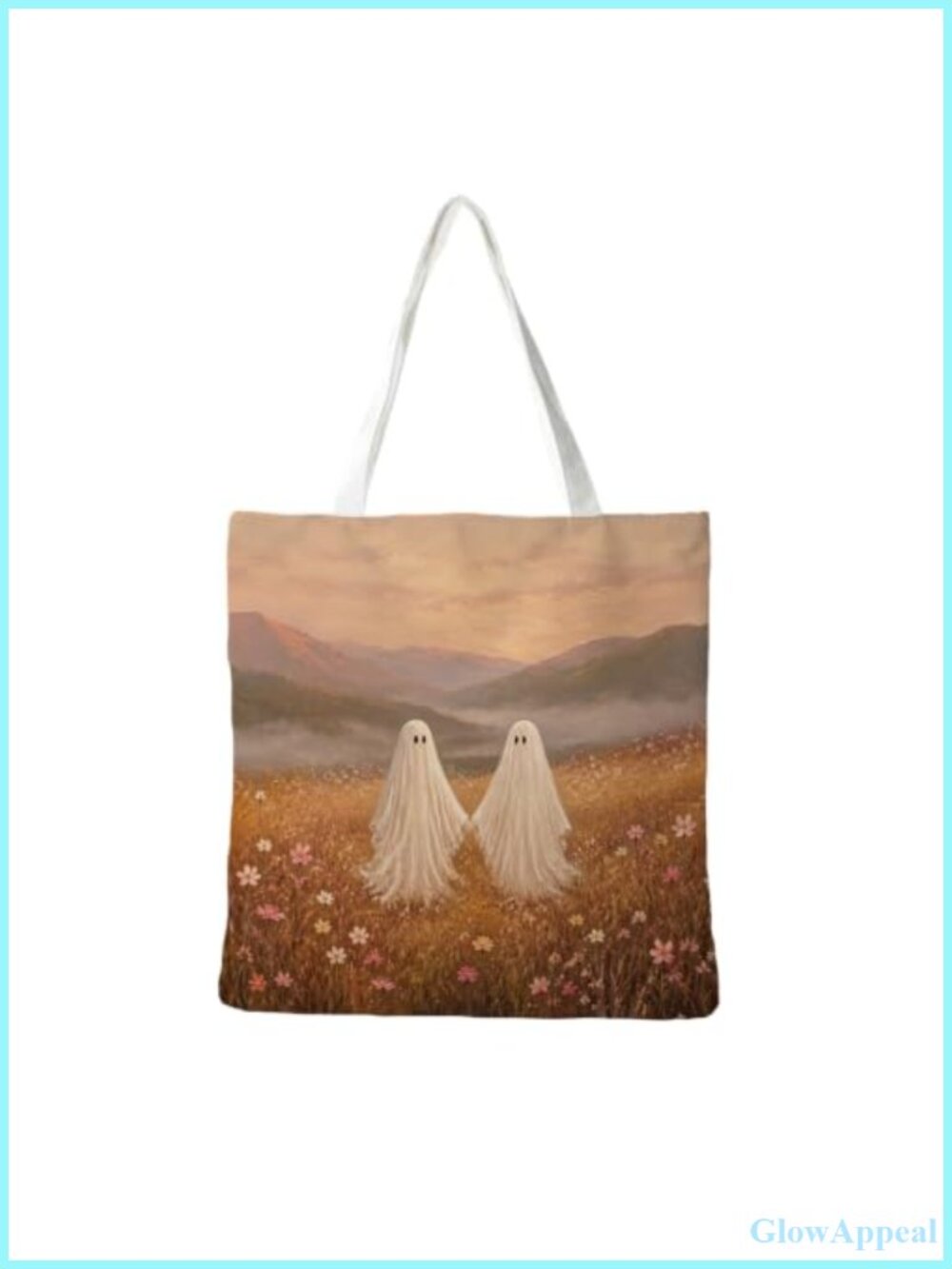 Reusable Halloween Tote Bag Canvas Grocery Shopping Shoulder Bag Foldable